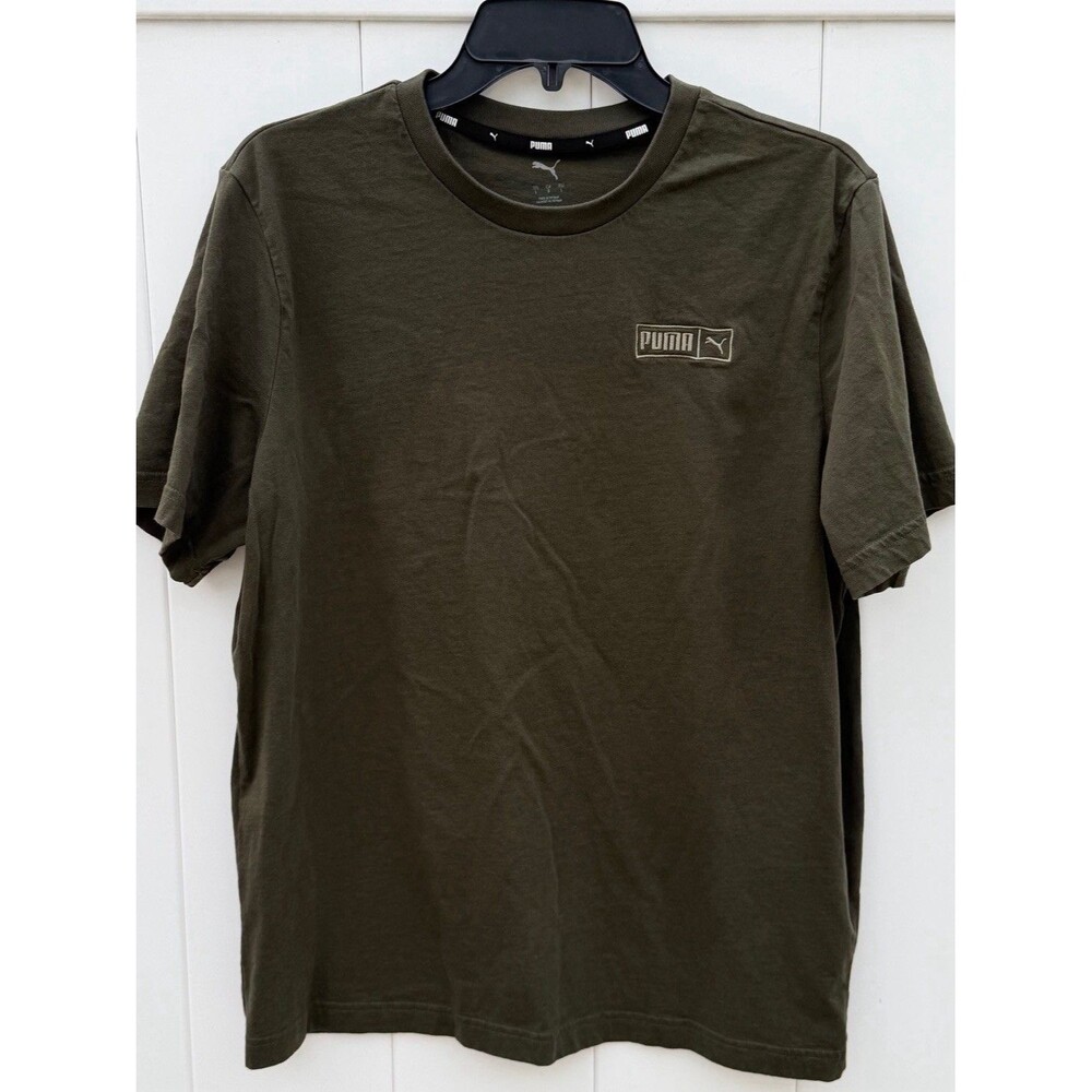 PUMA Classic Logo Mens T Shirt Size Large Short Sleeve Dark Green